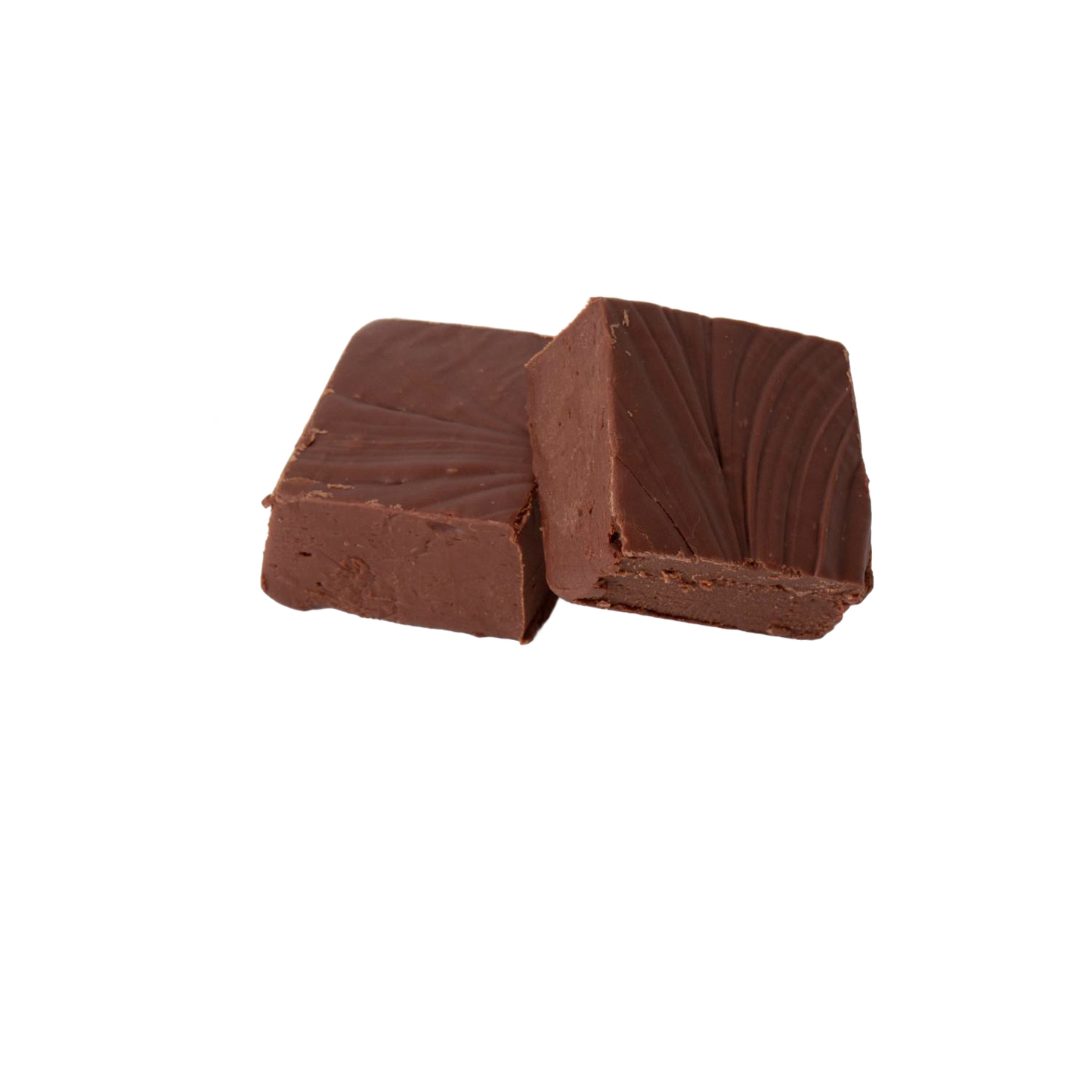 Two pieces of handcrafted creamy chocolate fudge with smooth texture, made in USA, part of Kitchen & Food, Snacks and Sweets, Best Sellers, and Promo Eligible collections.