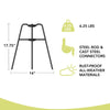 Compact vertical bonfire frame measuring 17.75 inches tall and 14 inches wide, constructed from rust-proof steel rod and cast steel connectors, weighing 6.25 pounds, ideal for Farm, Garden & Tool, Camping, and Best Sellers collections.