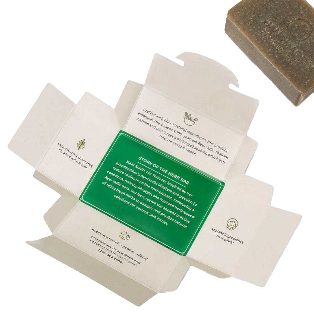 Handmade organic bar soap crafted with natural neem and virgin coconut oil, designed for gentle cleansing and exfoliation, featured in Health & Wellness and Best Sellers collections.
