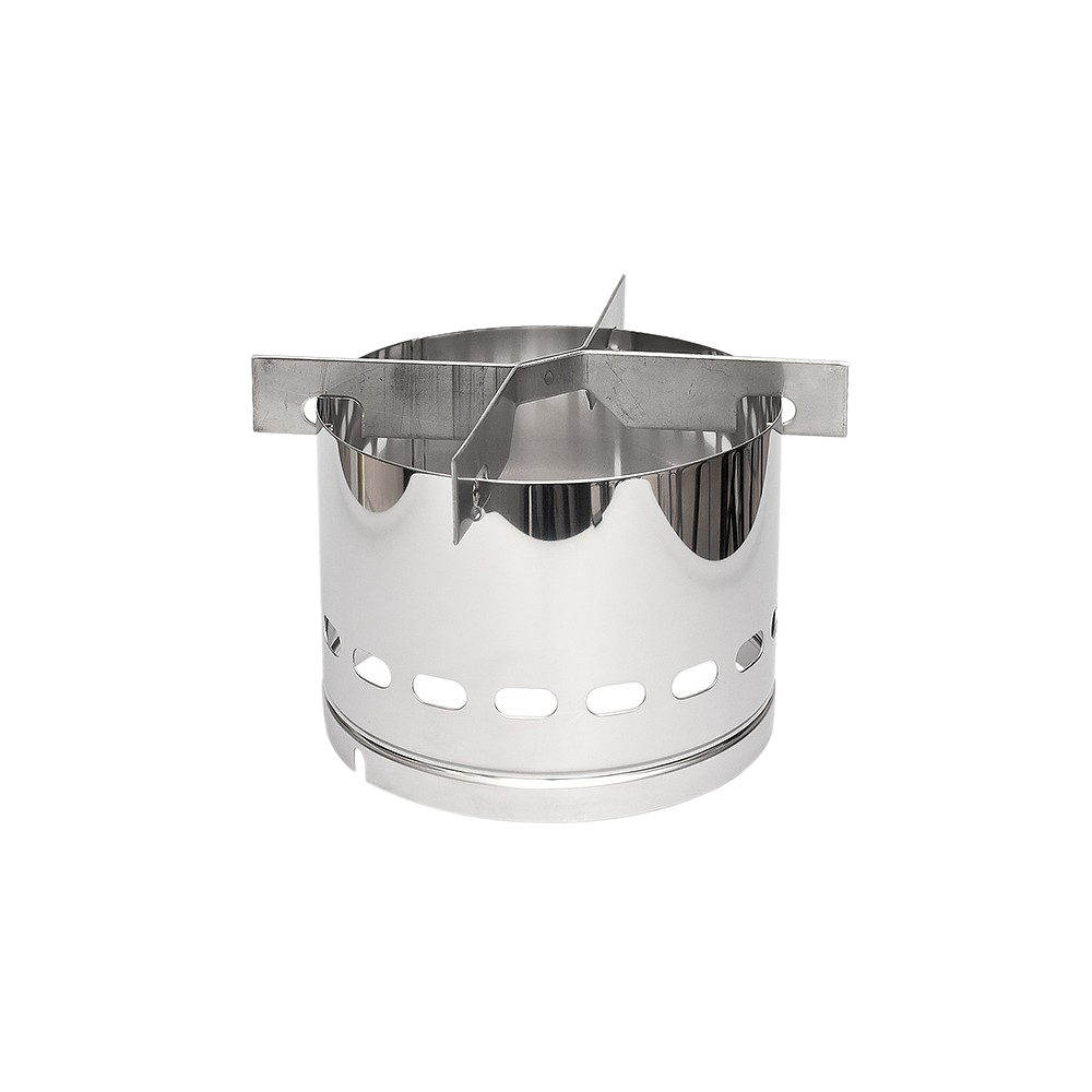 Stainless steel cooking adapter designed to transform compatible lamps into portable stoves, ideal for camping, farm, garden, and outdoor use in parts and accessories collections.