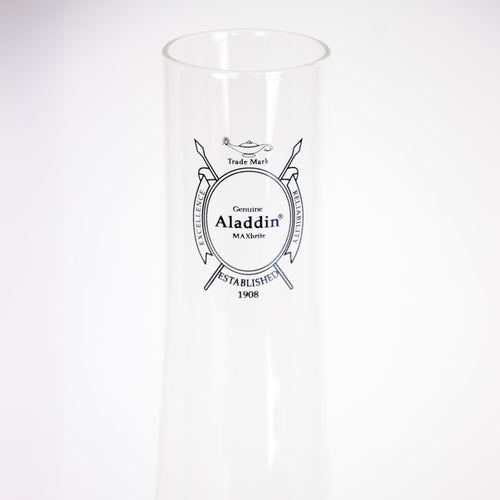 Clear glass chimney featuring printed logo and MAXbrite label, designed for enhanced light output, suitable for Lamps & Lighting, Parts and Accessories, Chimneys and Globes, Best Sellers, and Promo Eligible collections.