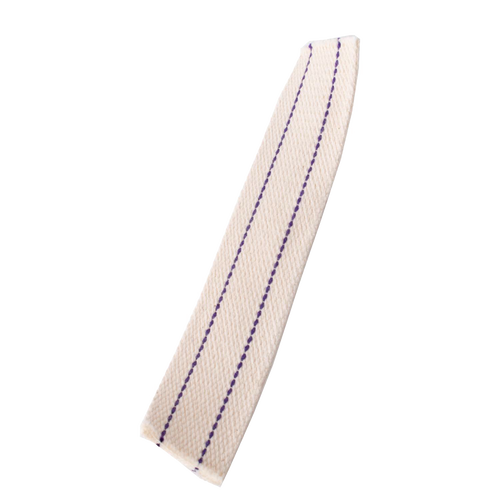 Close-up of a handcrafted cotton wick with three purple stitching lines, designed for French oil lamps, featured in Lamps & Lighting, Parts and Accessories, and Wicks and Mantles collections.