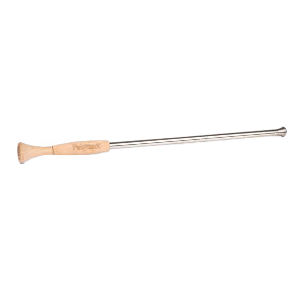Long stainless steel fire blower pipe with a natural wood handle, designed for safely starting and maintaining fires, featured in Farm, Garden & Tool and Hearth Accessories collections.