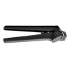 Black garlic press designed to easily mince multiple unpeeled cloves with a self-cleaning feature, ideal for Kitchen & Food, Food Prep, Choppers and Cutters, and Kitchen Gadgets collections.