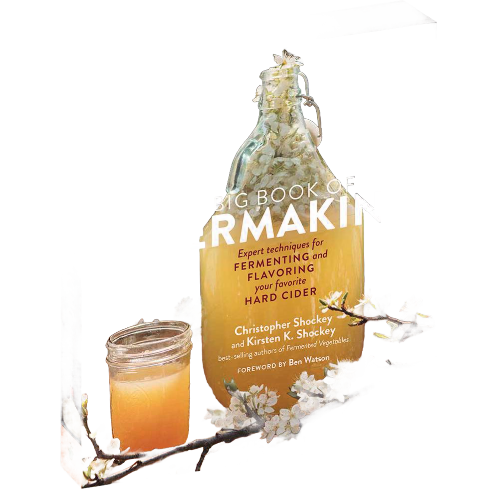 Book cover featuring a large cider bottle filled with golden liquid and apple blossoms, highlighting expert fermenting and flavoring techniques, suitable for Toys, Books & Games, Home and Garden How-To Books, Best Sellers, and Promo Eligible collections.