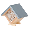 Handcrafted pine wood bee house with zinc roof and paper tubes for pollinator shelter, designed for garden use, featured in Farm, Garden & Tool, Garden Accessories, Best Sellers, and Promo Eligible collections.