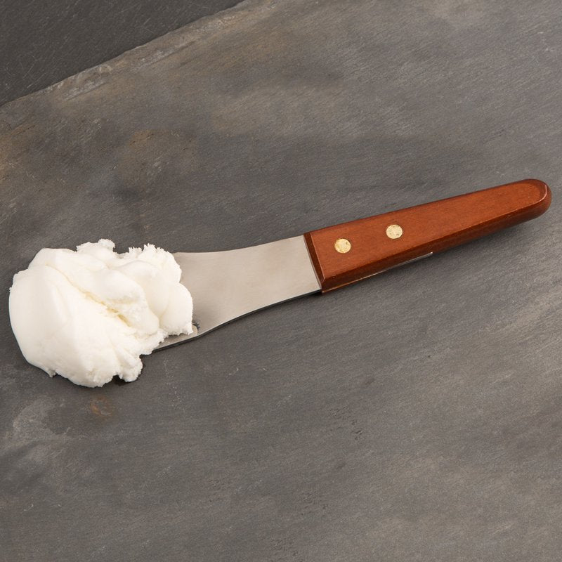 Ice cream spade with a stainless steel blunt-end blade riveted to a polished hardwood handle, designed for easily cutting and serving frozen desserts, featured in Kitchen & Food and Specialty Equipment collections.