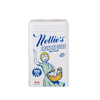White container of Nellie's all-natural laundry soda with vintage-style illustration of a woman holding a laundry basket, clean design for Home & Decor and Laundry Supplies collections.