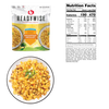 ReadyWise Early Dawn Breakfast Skillet meal pouch with prepared scrambled eggs and vegetables on a white plate, accompanied by detailed nutrition facts, ideal for camping, emergency supplies, and USA Made collections.