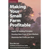 Cover of a book with a soft sunset background featuring a large tree and farm buildings, titled Making Your Small Farm Profitable with guidance on crops and profits, part of Toys, Books & Games, Farm and Livestock Books, Best Sellers, and Promo Eligible collections.