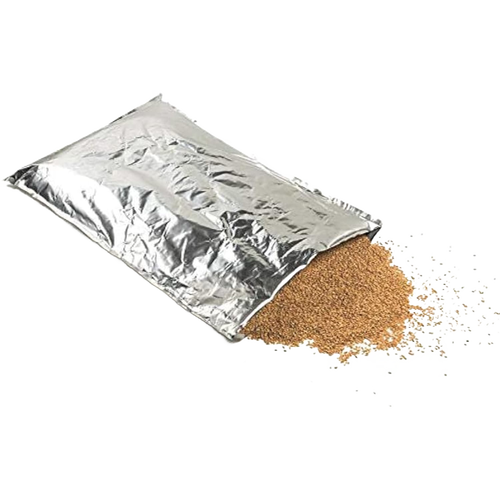 Large silver mylar storage bag partially filled with dry grains, designed for long-term food preservation, featured in Kitchen & Food, Grain Mills, USA Made, and Best Sellers collections.