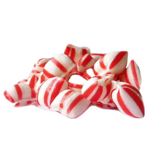 Handcrafted red-and-white striped sugar puffs with a light, airy texture, made in the USA, perfect for Kitchen & Food, Snacks and Sweets, USA Made, Best Sellers, and Promo Eligible collections.