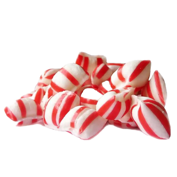 Handcrafted red-and-white striped sugar puffs with a light, airy texture, made in the USA, perfect for Kitchen & Food, Snacks and Sweets, USA Made, Best Sellers, and Promo Eligible collections.