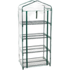 Compact greenhouse with four wire grid shelves and transparent zippered plastic cover, designed for growing plants in small spaces; ideal for Farm, Garden & Tool and Garden Accessories collections.