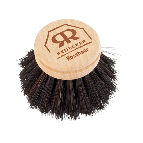 Small replacement dish brush head featuring soft horsehair bristles and a smooth wooden top, handcrafted for gentle cleaning, ideal for Home & Decor and Household Cleaning collections.