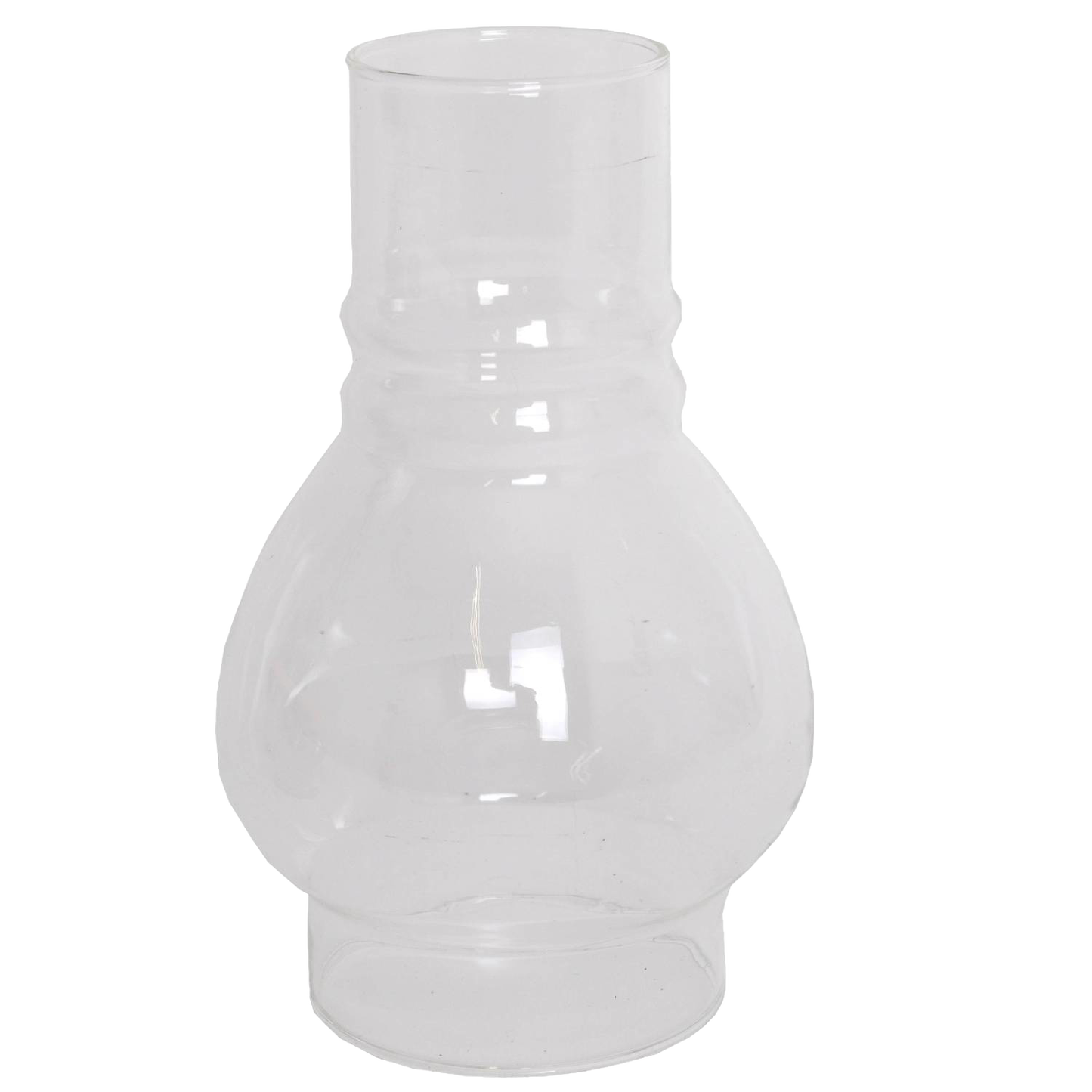 Clear ribbed glass chimney with a rounded shape designed for wall-mounted oil lamps, part of Lehman's Lamps & Lighting, Oil Lamps, Wall Lamps, and Best Sellers collections.