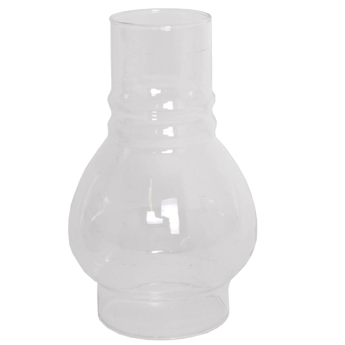 Clear ribbed glass chimney with a rounded shape designed for wall-mounted oil lamps, part of Lehman's Lamps & Lighting, Oil Lamps, Wall Lamps, and Best Sellers collections.