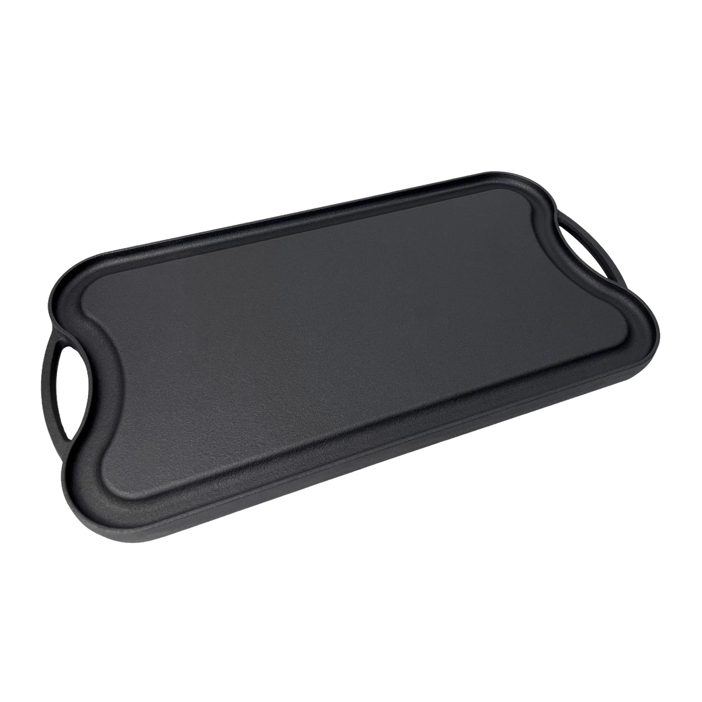 Handcrafted nitrided cast iron griddle with smooth cooking surface and dual side handles, designed for durable outdoor cooking in Farm, Garden & Tool, Kitchen & Food, Camping, Cast Iron, and Best Sellers collections.
