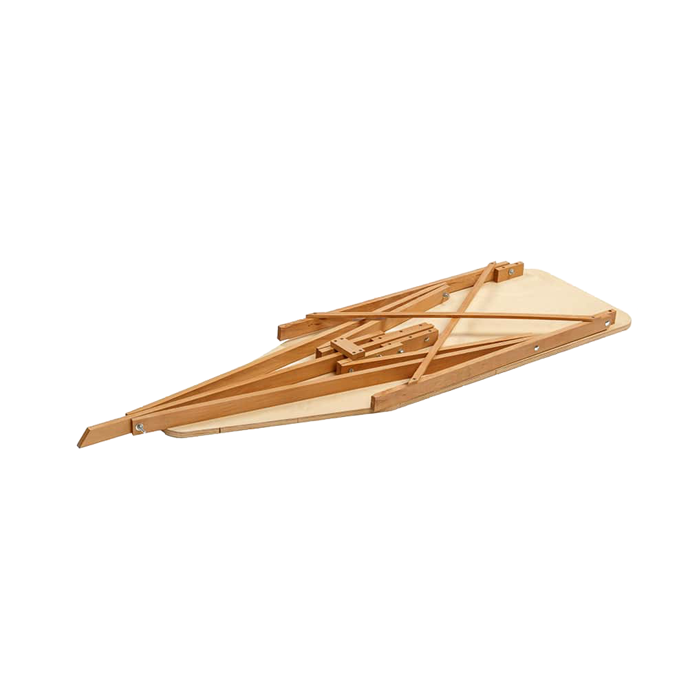 Folded Amish-Made Wooden Ironing Board crafted with durable maple and birch hardwood, featuring handcrafted sturdy supports, ideal for Home & Decor, Laundry Supplies, and USA Made collections.