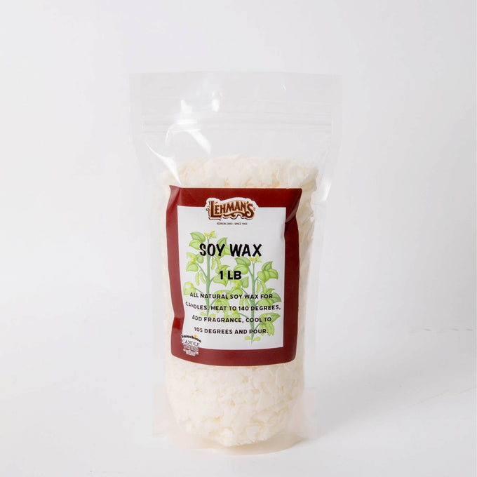 Clear resealable bag of handcrafted Lehman's soy wax pellets for candle making, featured in Lamps & Lighting, Candles and Candlemaking, Candlemaking Supplies, Best Sellers, and Promo Eligible collections.