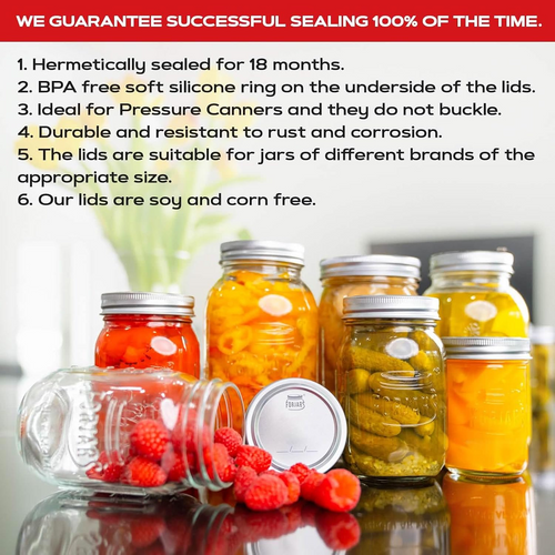 FORJARS Canning Lids for Regular or Wide Mouth Jars