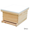 Natural wood 10-frame beehive box with a white cover and bottom board, showcasing handcrafted Amish construction ideal for Farm, Garden & Tool, Beekeeping Supplies, and Promo Eligible collections.