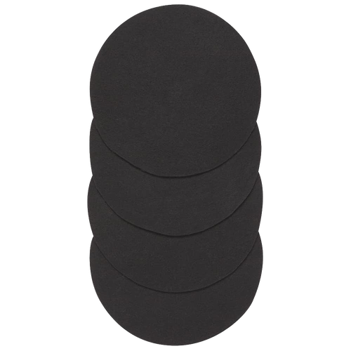 Set of four round activated charcoal replacement filters designed to fit vintage-style compost bins, helping control odors in kitchen composting; part of Farm, Garden & Tool and Kitchen Accessories collections.