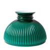 Green ribbed glass oil lamp shade with a glossy finish, designed to add a warm, diffused light and rustic charm, perfect for homesteading and lamps & lighting collections.