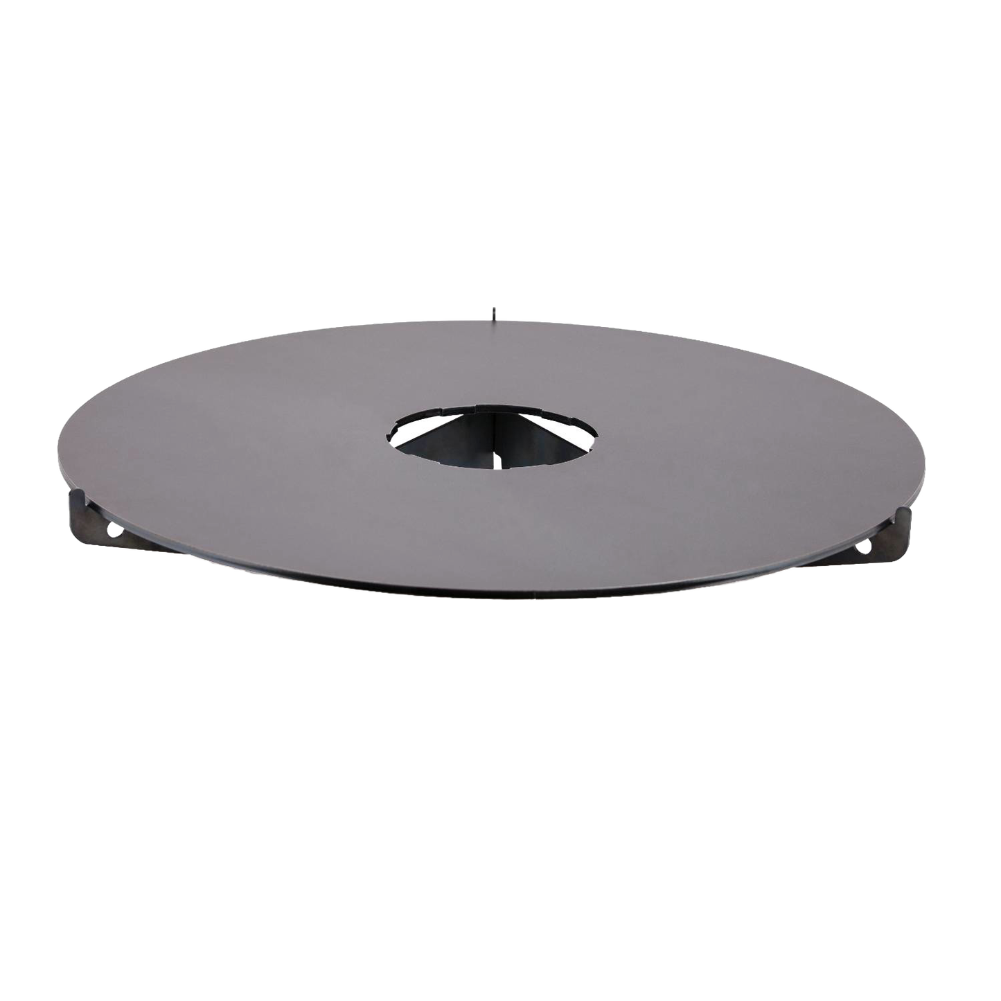 Round solid steel cooking plate with central opening designed for easy roasting over open flames, suitable for Farm, Garden & Tool, Camping, Best Sellers, and Promo Eligible collections.