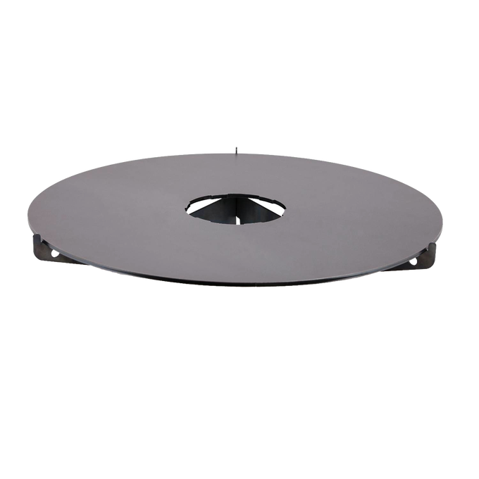 Round solid steel cooking plate with central opening designed for easy roasting over open flames, suitable for Farm, Garden & Tool, Camping, Best Sellers, and Promo Eligible collections.