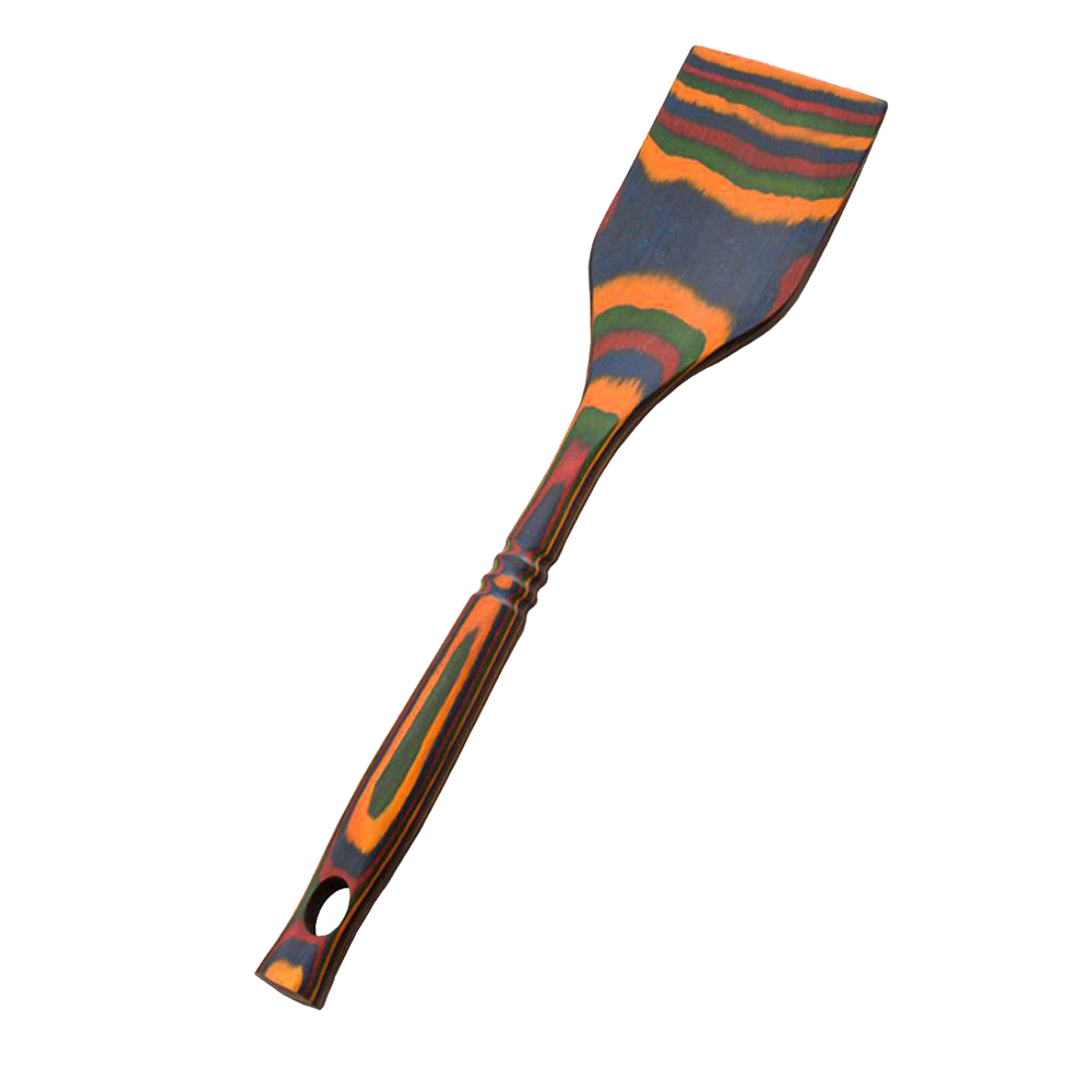 Handcrafted pakkawood spatula with vibrant layered color patterns, designed for sturdy use in Kitchen & Food, Kitchen Gadgets, Cooking and Baking Helpers, Storage and Serving, and Best Sellers collections.