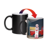 Ceramic color changing coffee mug revealing a vibrant vintage storefront image when filled with hot liquid, handcrafted in the USA, ideal for Kitchen & Food and Brewing Coffee and Tea collections.