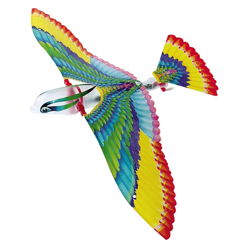 Colorful handcrafted flying bird toy with detailed feather patterns, designed for outdoor play and lawn games, perfect for children's toys and best seller collections.
