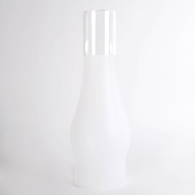 Handcrafted frosted glass oil lamp chimney with a 3-inch base and 3-5/8 inch center diameter, designed for durability and included in Lamps & Lighting, Parts and Accessories, Chimneys and Globes, Best Sellers, and Promo Eligible collections.