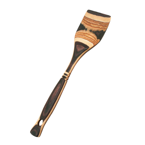 Handcrafted pakkawood spatula with distinctive layered color patterns and sturdy design, perfect for Kitchen & Food, Kitchen Gadgets, Cooking and Baking Helpers, Storage and Serving, and Best Sellers collections.
