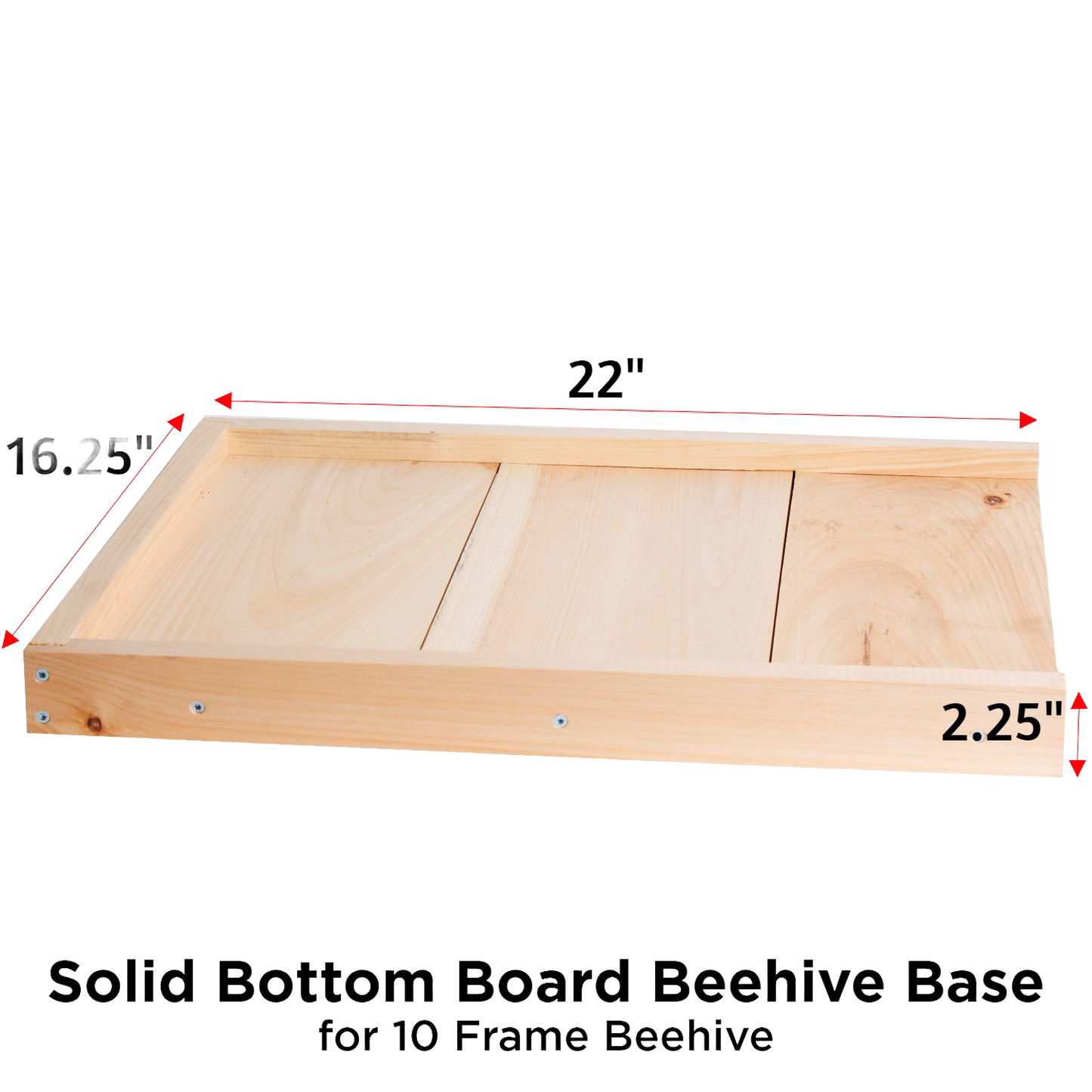 Handcrafted solid wood base board measuring 22 by 16.25 inches and 2.25 inches deep, designed for 10-frame hives, Amish made and featured in Farm, Garden & Tool and Beekeeping Supplies collections.