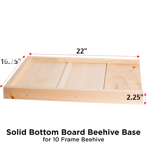Handcrafted solid wood base board measuring 22 by 16.25 inches and 2.25 inches deep, designed for 10-frame hives, Amish made and featured in Farm, Garden & Tool and Beekeeping Supplies collections.