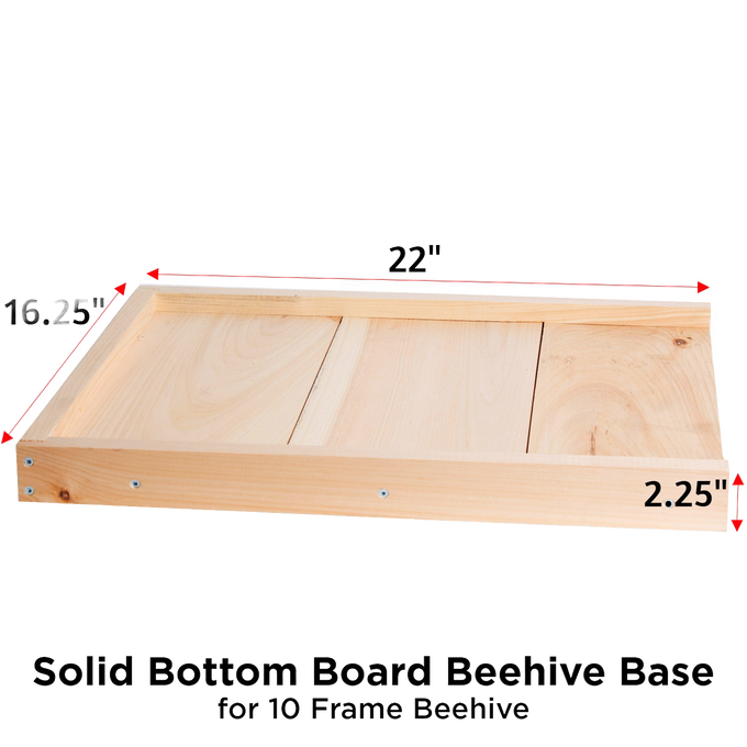 Handcrafted solid wood base board measuring 22 by 16.25 inches and 2.25 inches deep, designed for 10-frame hives, Amish made and featured in Farm, Garden & Tool and Beekeeping Supplies collections.