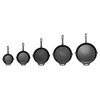 Set of five cast iron skillets with long handles, graduated in size from small to large, ideal for versatile cooking in Farm, Garden & Tool, Camping, and Kitchen & Food collections.