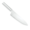 Sleek French chef’s knife with an 8-1/2-inch sharp stainless steel blade and smooth metal handle, handcrafted in USA, perfect for precision food prep in kitchen, farm, and knife collections.