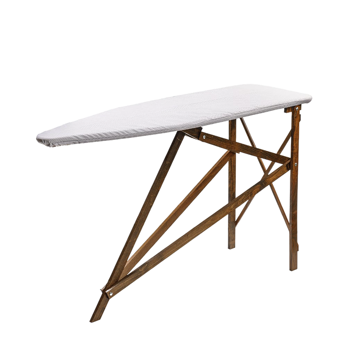 Handcrafted ironing board made in the USA with solid maple and birch wood frame, featuring a durable design perfect for Home & Decor, Laundry Supplies, and Amish Made collections.