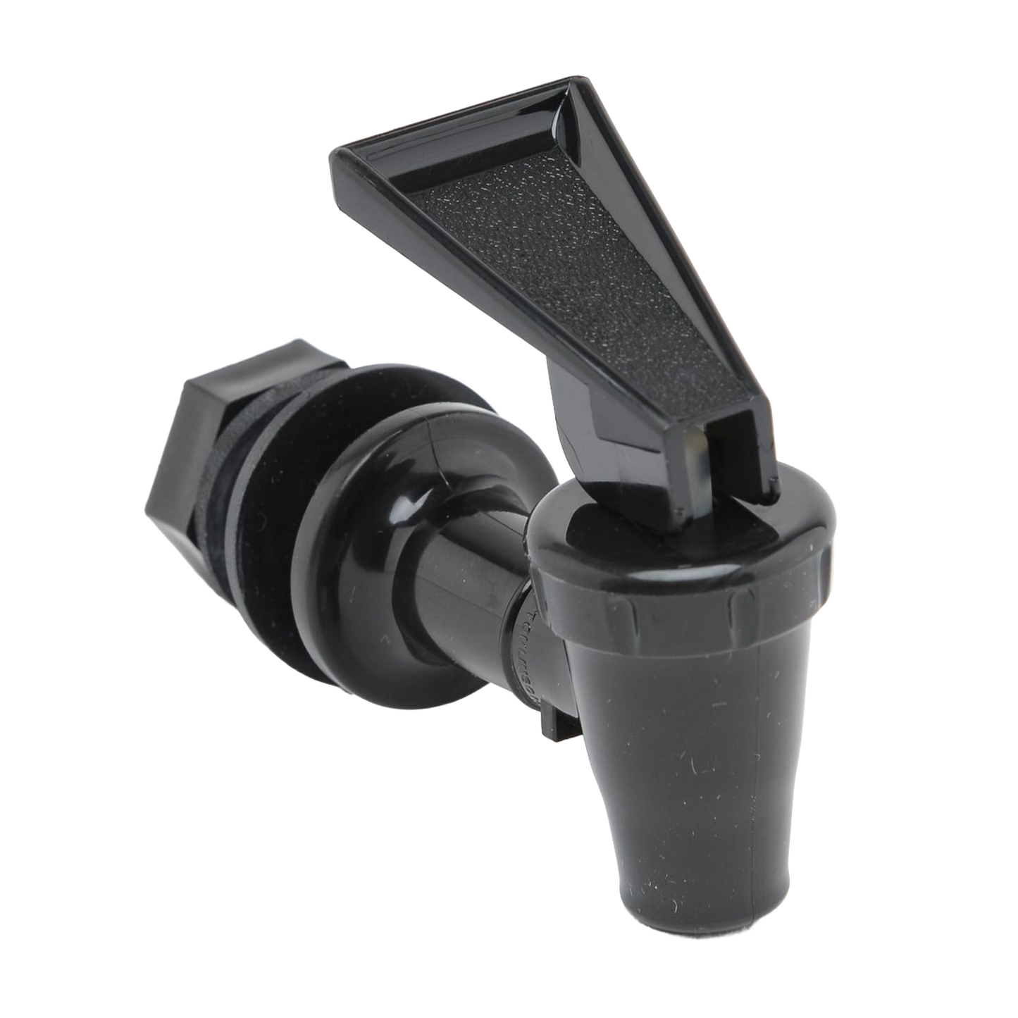 Standard black replacement spigot with wingnut and washers for water filters, suitable for emergency supplies, appliances, and water treatment collections.
