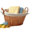 Handcrafted split willow laundry basket with fabric liner and sturdy handles, perfect for small laundry loads, bath towels, or toy storage, featured in Home & Decor and Laundry Supplies collections.