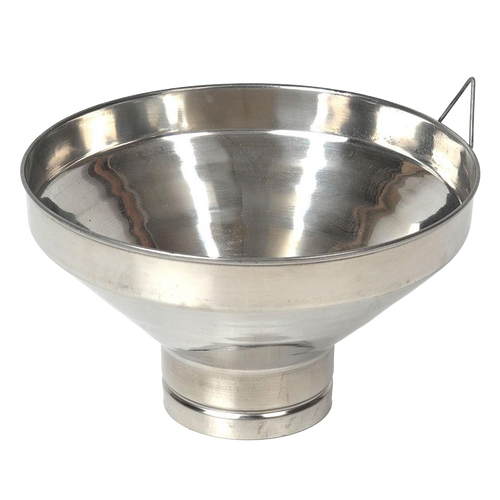 Large stainless steel funnel-shaped milk strainer with fine mesh and locking handle, handcrafted for Farm, Garden & Tool, Animal Care, Best Sellers, and Promo Eligible collections.