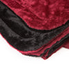 Close-up of handcrafted Amish made lap robe featuring plush warm faux fur in deep red and black with quilted synthetic lining, perfect for Home & Decor and USA Made collections.