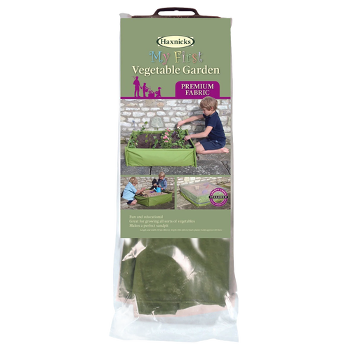 Compact green raised garden bed made from UV-stabilized premium fabric with integral corner supports, perfect for children's gardening activities in Farm, Garden & Tool, Children's Toys, and Outdoor Play collections.