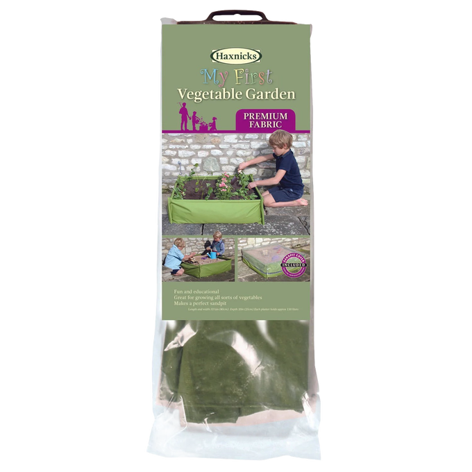 Compact green raised garden bed made from UV-stabilized premium fabric with integral corner supports, perfect for children's gardening activities in Farm, Garden & Tool, Children's Toys, and Outdoor Play collections.