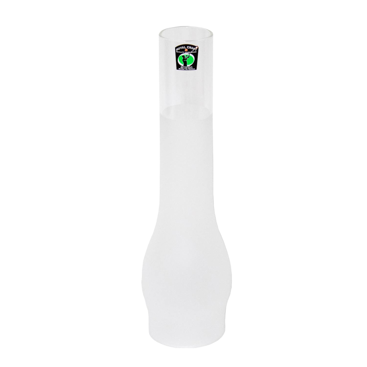 Frosted glass oil lamp chimney with 2-7/8 inch base, featuring a gently bulged design, ideal for enhancing lamp performance in Lamps & Lighting, Parts and Accessories, and Chimneys and Globes collections.