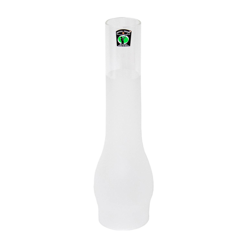 Frosted glass oil lamp chimney with 2-7/8 inch base, featuring a gently bulged design, ideal for enhancing lamp performance in Lamps & Lighting, Parts and Accessories, and Chimneys and Globes collections.