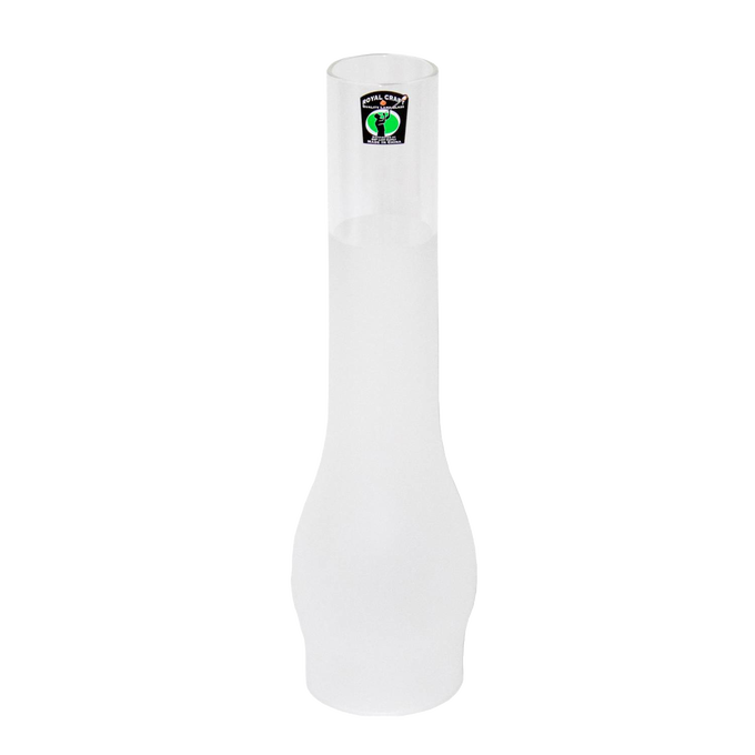 Frosted glass oil lamp chimney with 2-7/8 inch base, featuring a gently bulged design, ideal for enhancing lamp performance in Lamps & Lighting, Parts and Accessories, and Chimneys and Globes collections.
